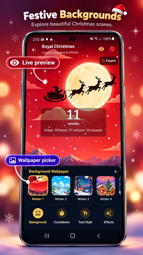 Festive Backgrounds and Wallpaper Picker Screen