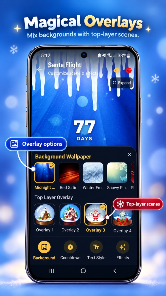 Magical Overlays and Santa Flight Screen